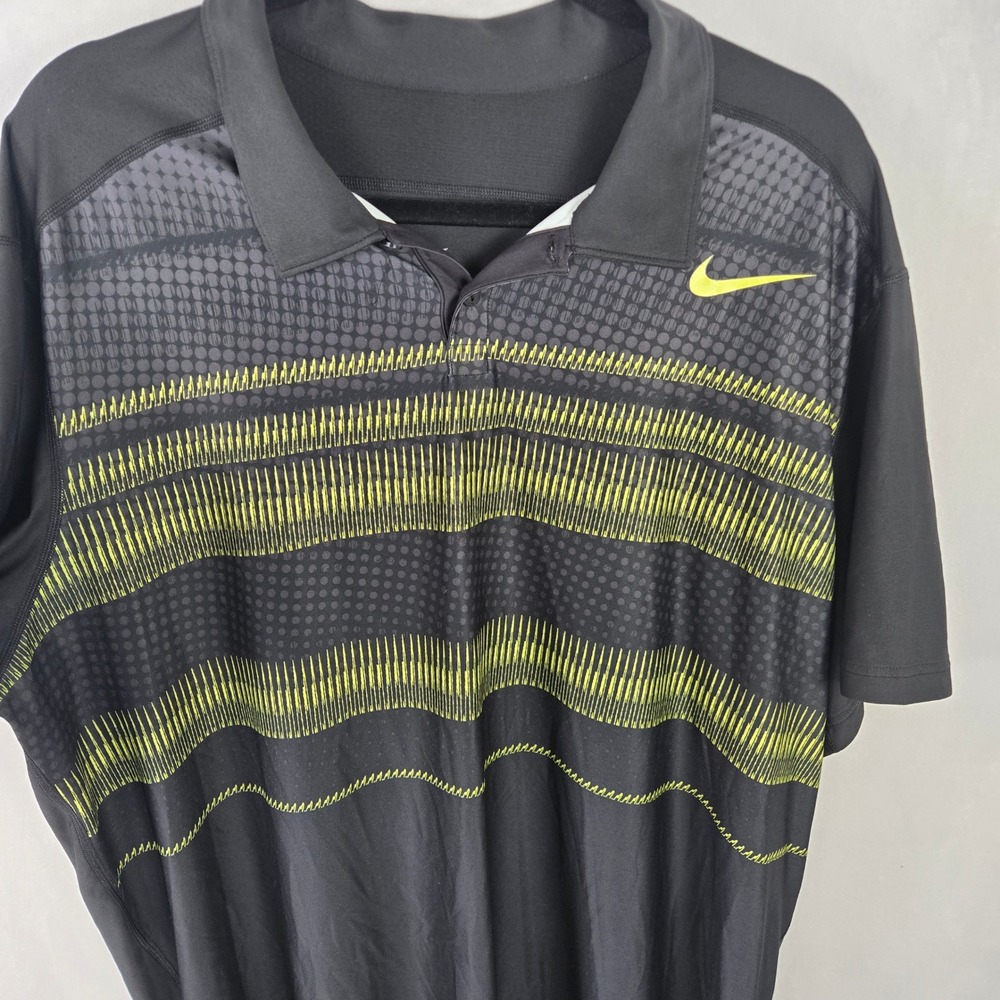 Nike Court Dri-FIT Tennis Polo Shirt Black Volt Yellow Performance Mens 2XL Golf